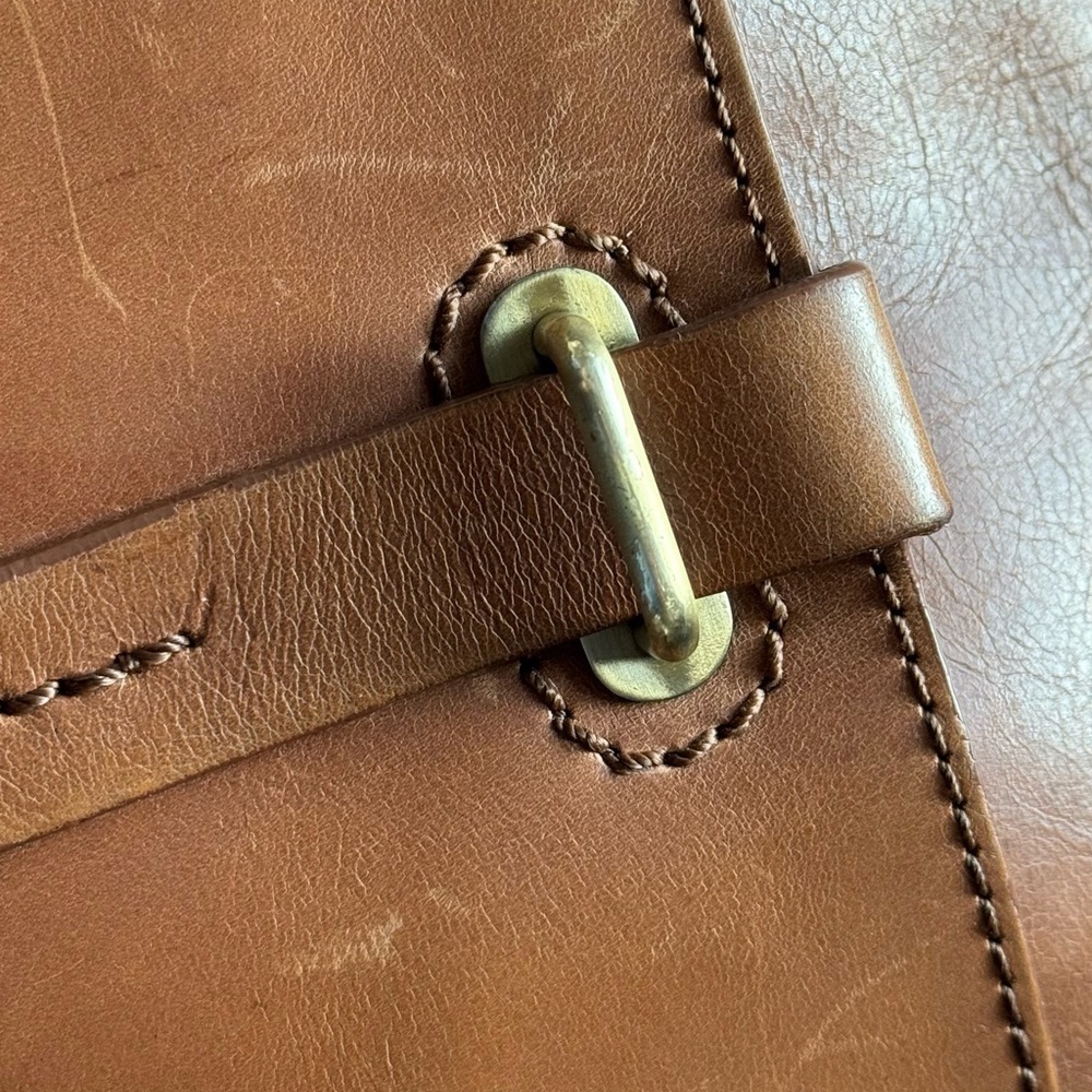 Born Brown Leather Crossbody Satchel | Saddle Cognac Dome Bag - Picture 10 of 15